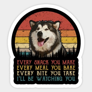 Retro Alaskan Malamute Every Snack You Make Every Meal You Bake Sticker